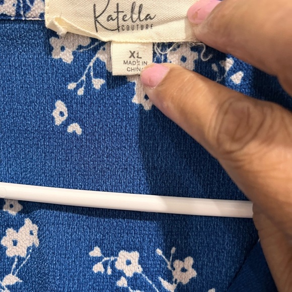 Katella women’s Chic Blue Floral  3/4 Sleeve Dress size xl # 222 - Picture 4 of 8